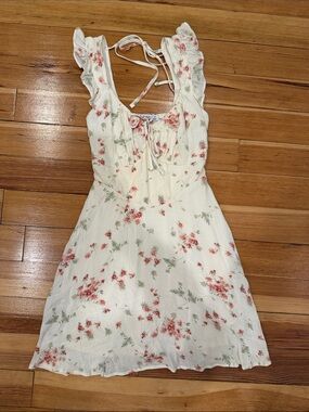 Arizona Jean Company Cream Floral Mini Dress with Pink Flowers
